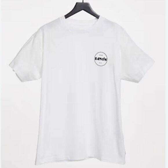 NWT Levi’s Men's Relaxed Fit Short Sleeve T-Shirt Size Size L White Circle Logo - Picture 13 of 13